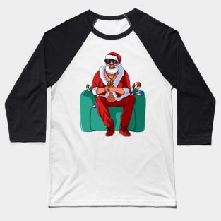 Black Santa Claus Gangster Christmas Baseball T-Shirt